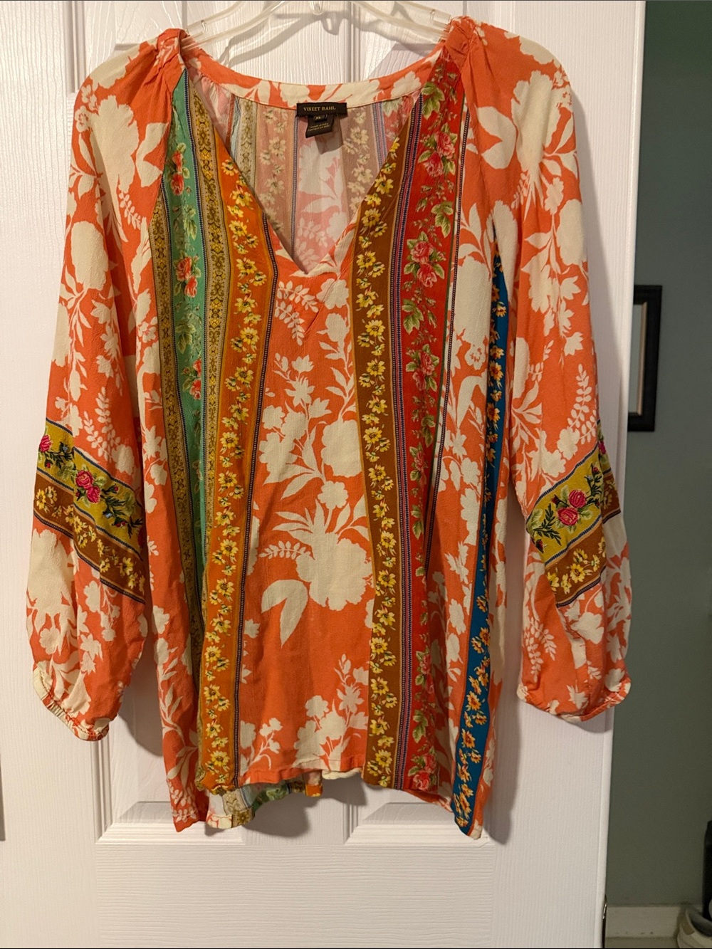 Anthropologie Vineet Bahl Edith Embroidered Boho Peasant Blouse